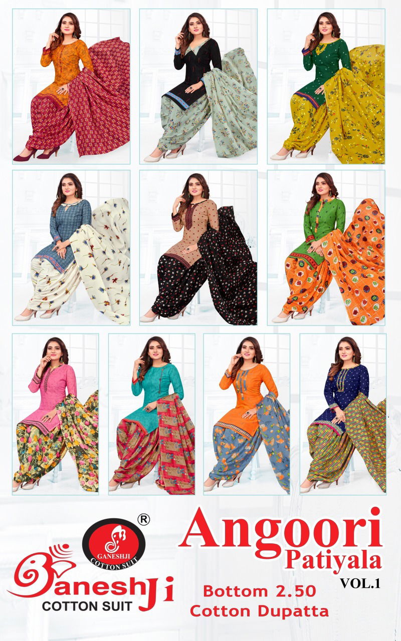 Ganeshji Angoori Patiyala 1 Indo Fancy casual Daily Wear Printed Cotton Dress Material Collection